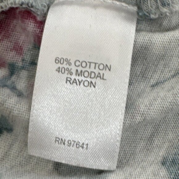 J. Jill Women's L Dipped Hem A-Line Tee Gray Floral - Picture 8 of 12